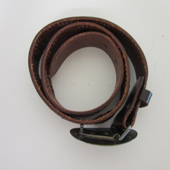 B Low the Belt Brown Leather Belt Size 32 with Buckle - Picture 6 of 6
